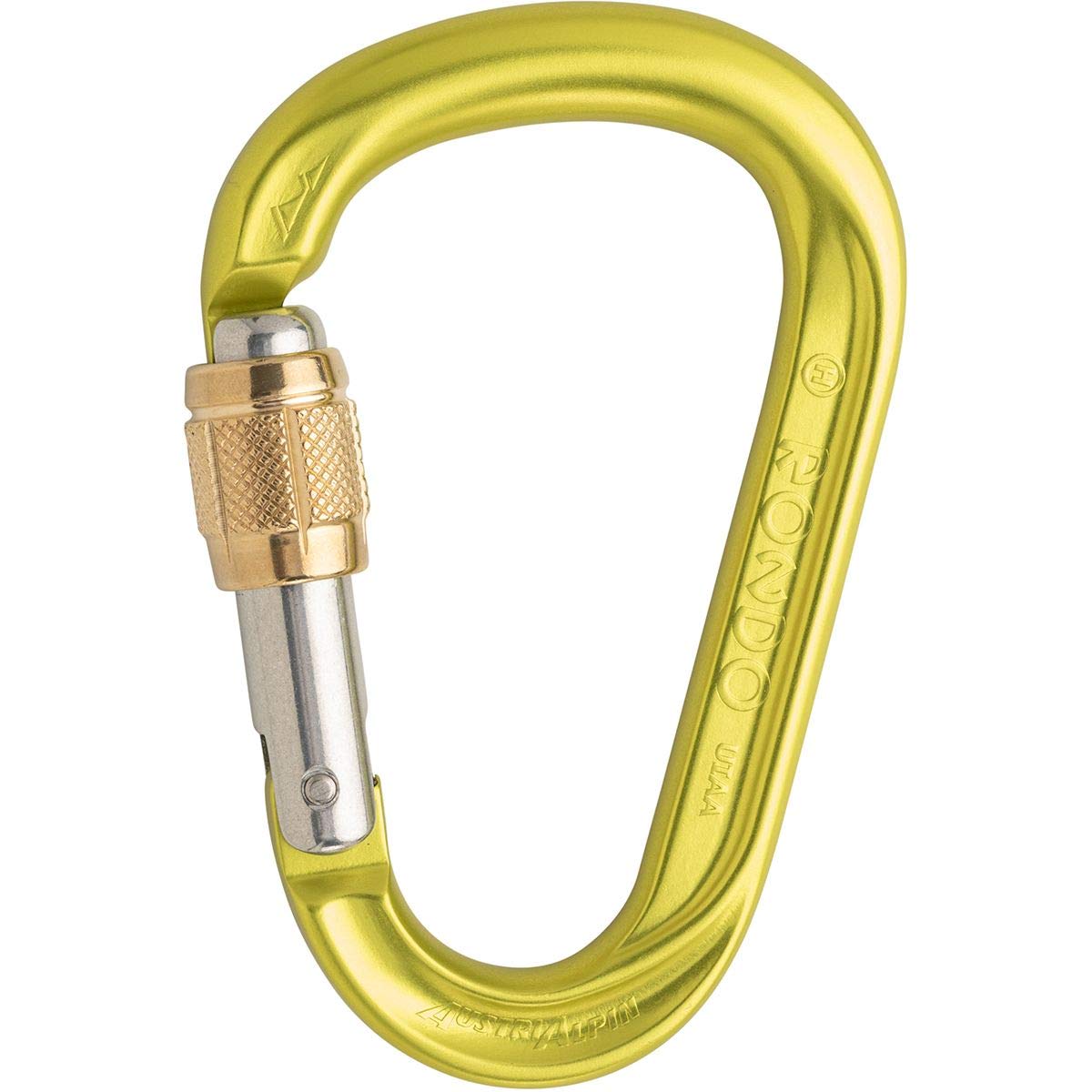 austrialpin-hms-rondo-alu-schraubkarabiner-23-kn-gelb-mit-messingrolle image 1